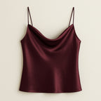 Burgundy Silk Cowl-Neck Camisole on a neutral background