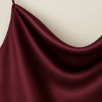 Close-up detail of Burgundy Silk Cowl-Neck Camisole