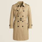 Classic Beige Cotton-Gabardine Trench Coat on a neutral background