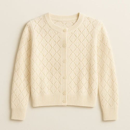 Cream Pointelle-Knit Cardigan on a neutral background