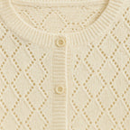 Close-up detail of Cream Pointelle-Knit Cardigan