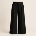 High-Waisted Black Wide-Leg Linen Trousers on a neutral background