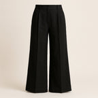 High-Waisted Black Wide-Leg Linen Trousers on a neutral background