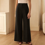 High-Waisted Black Wide-Leg Linen Trousers shown in a typical use setting