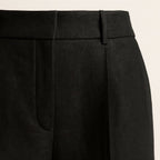 Close-up detail of High-Waisted Black Wide-Leg Linen Trousers